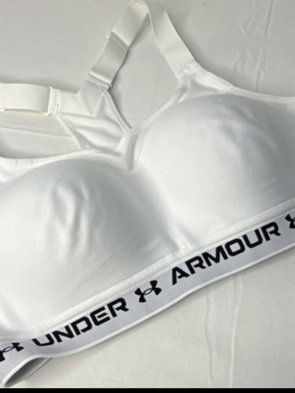 Under Armour White Padded High-Impact Sports Bra with Logo Band